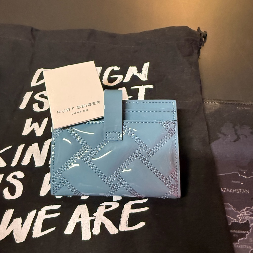 Kurt Geiger Blue Quilted Card Holder